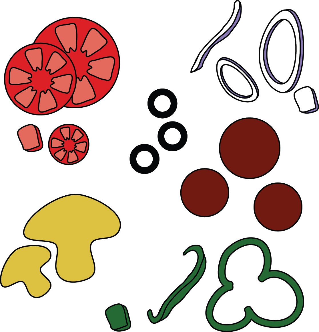 Pizza toppings clipart.