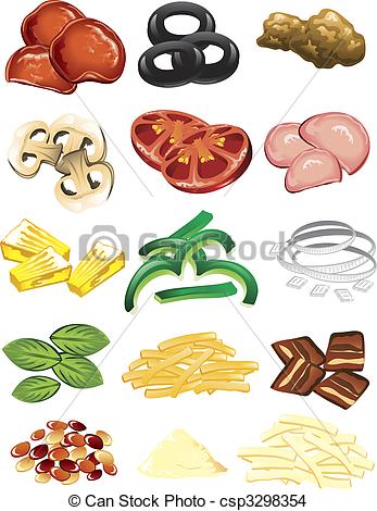 Pizza toppings illustrations.