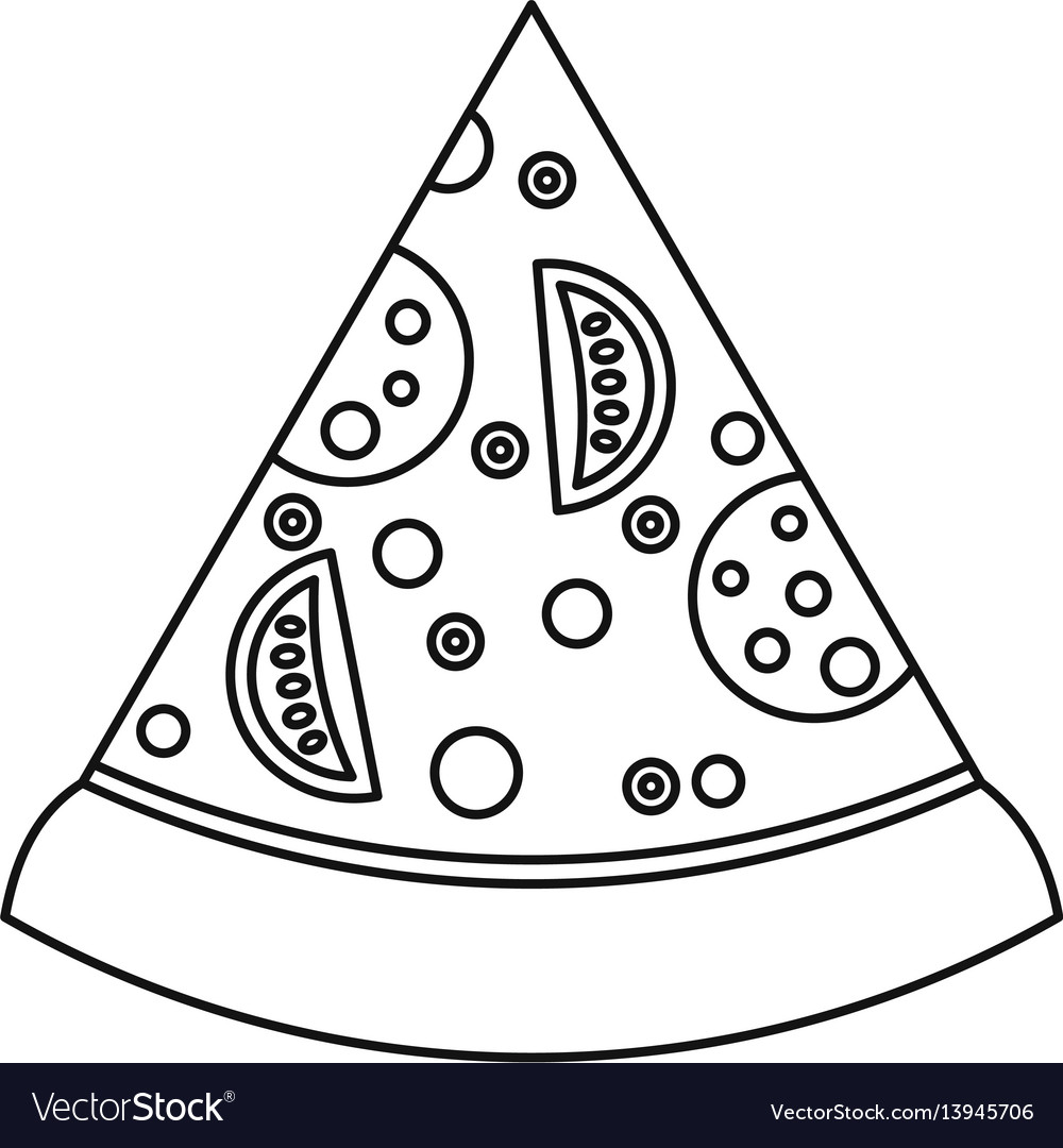 Slice of pizza with ingredients icon outline style