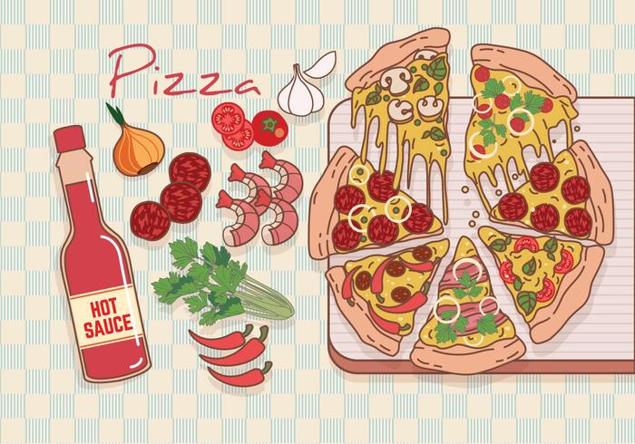 Pizza ingredients vector.
