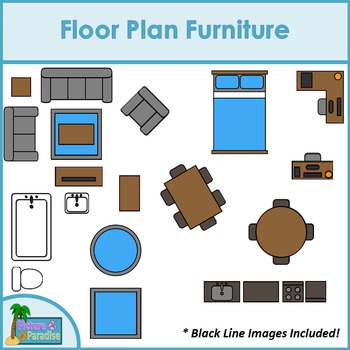 Floor Plan Furniture Clip Art for Digital