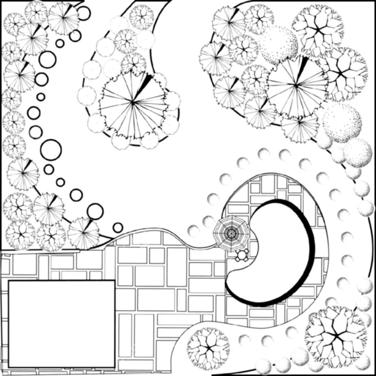 Plan Of Garden Black And White Royalty Free Clipart Vectors