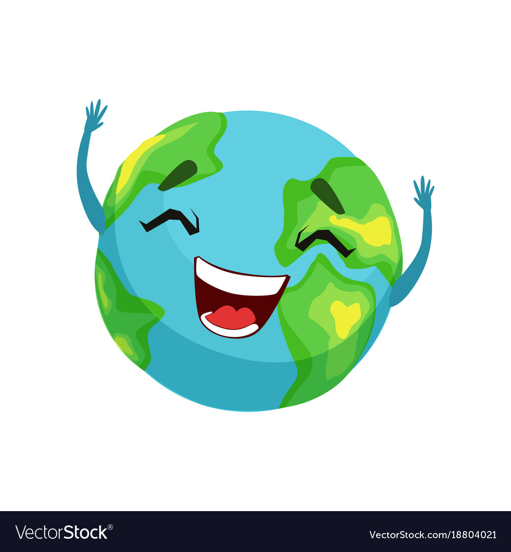 Happy earth planet character cute globe with