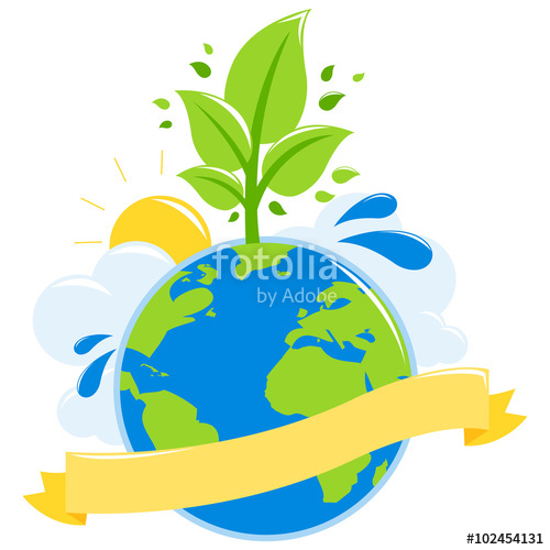 Vector illustration ecology concept of a globe growing a