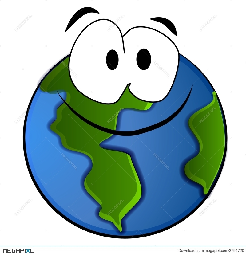Smiling Planet Earth Cartoon Illustration