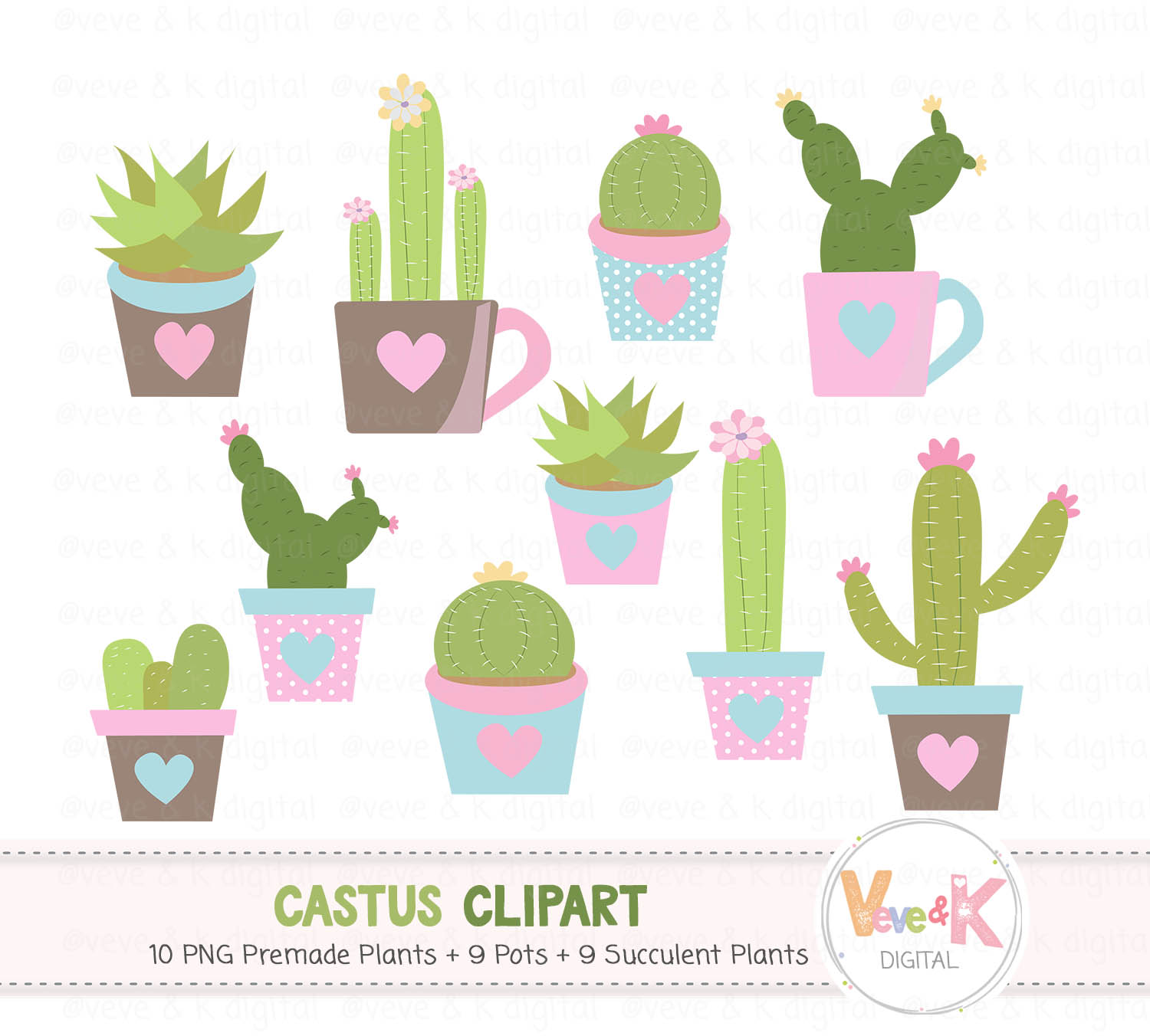 Cactus Clip Art, Cacti Clipart, Cute Cactus Clipart, Succulents Clip Art,  Cactus Graphics, Planner Accessories, Plant Clipart, Cacti