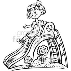 Boy sliding down a slide at a playground clipart