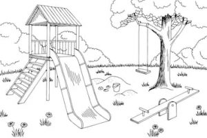 playground clipart black and white school