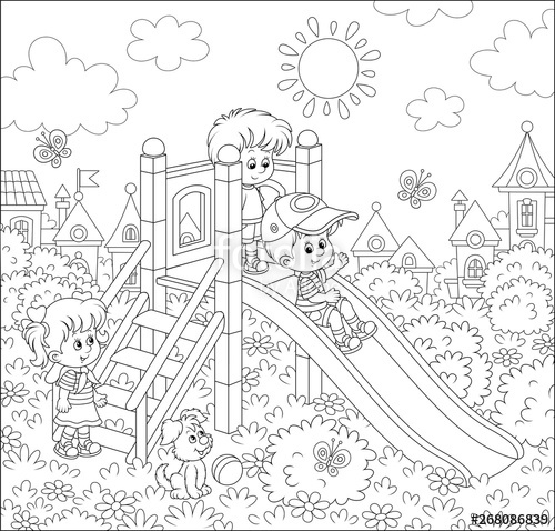 playground clipart black and white small
