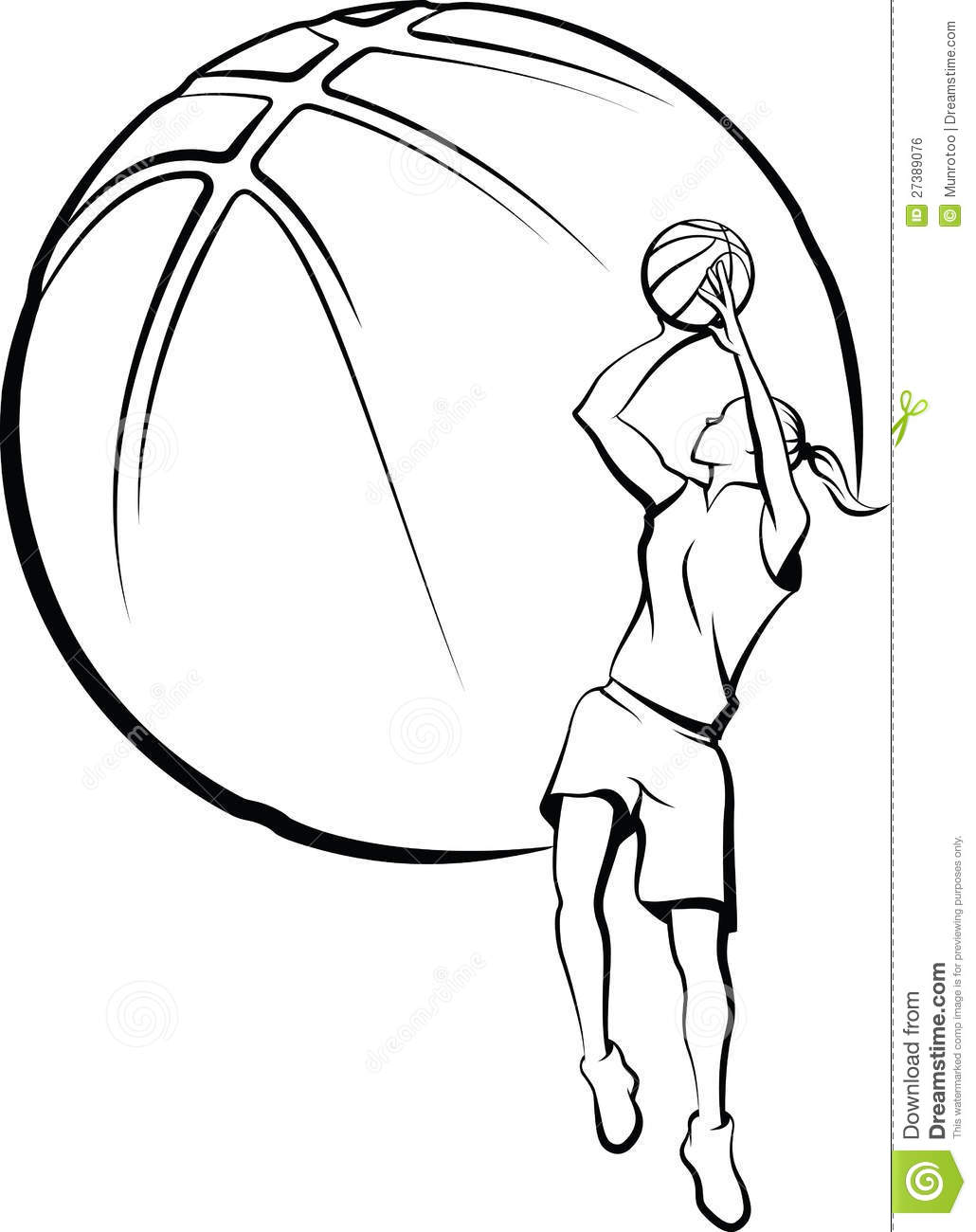 Girls Basketball Clipart Black And White