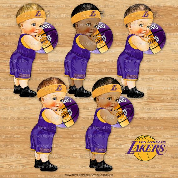 LA Lakers Vintage Baby Boy Basketball Clipart for Baby