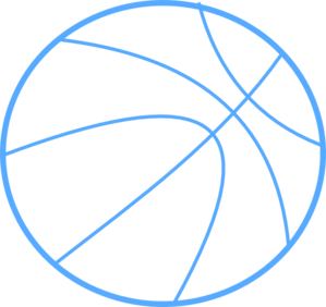 Blue basketball outline.