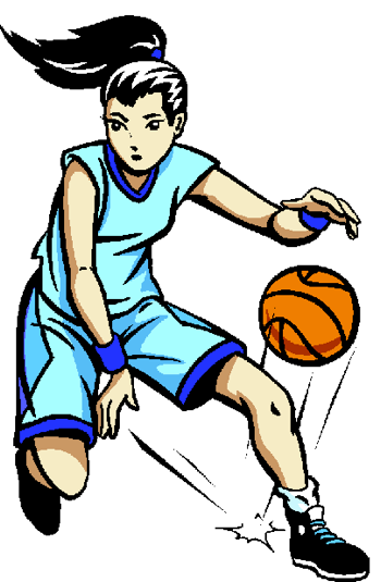 Cartoon Girl Playing Basketball
