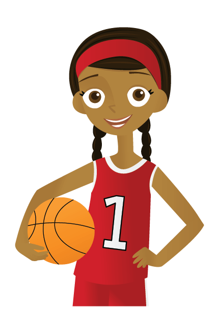 Girl with basketball.