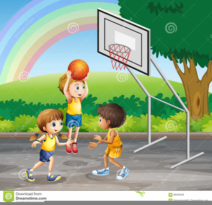 Children playing basketball.