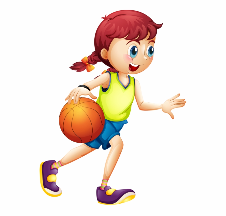Girl Play Basketball Cartoon Free PNG Images