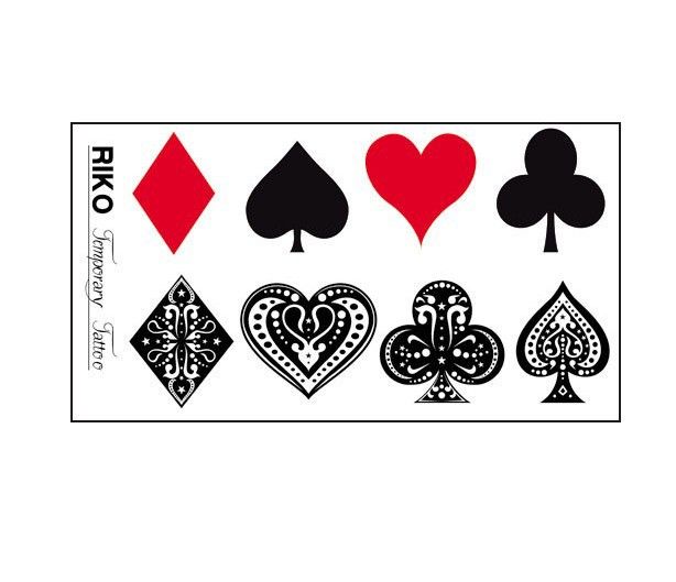 4 Pcs Poker Card Patterns Tattoo Stickers