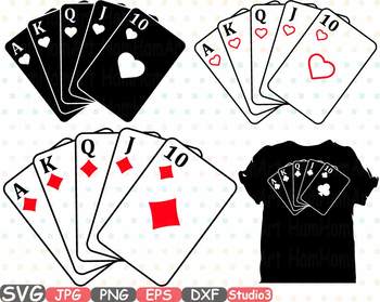 Poker Royal Flush Silhouette clipart Card Suits Playing Games Heart