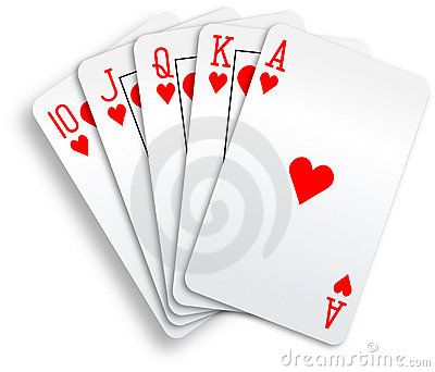 Hearts royal flush playing cards poker hand