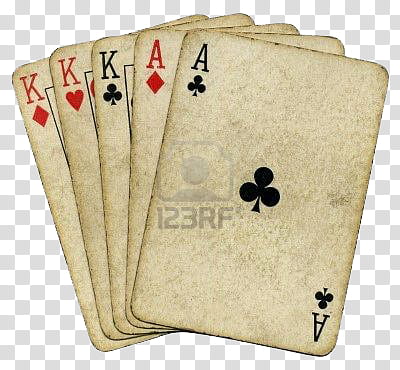 Vintage, three Kings and two Aces playing cards transparent