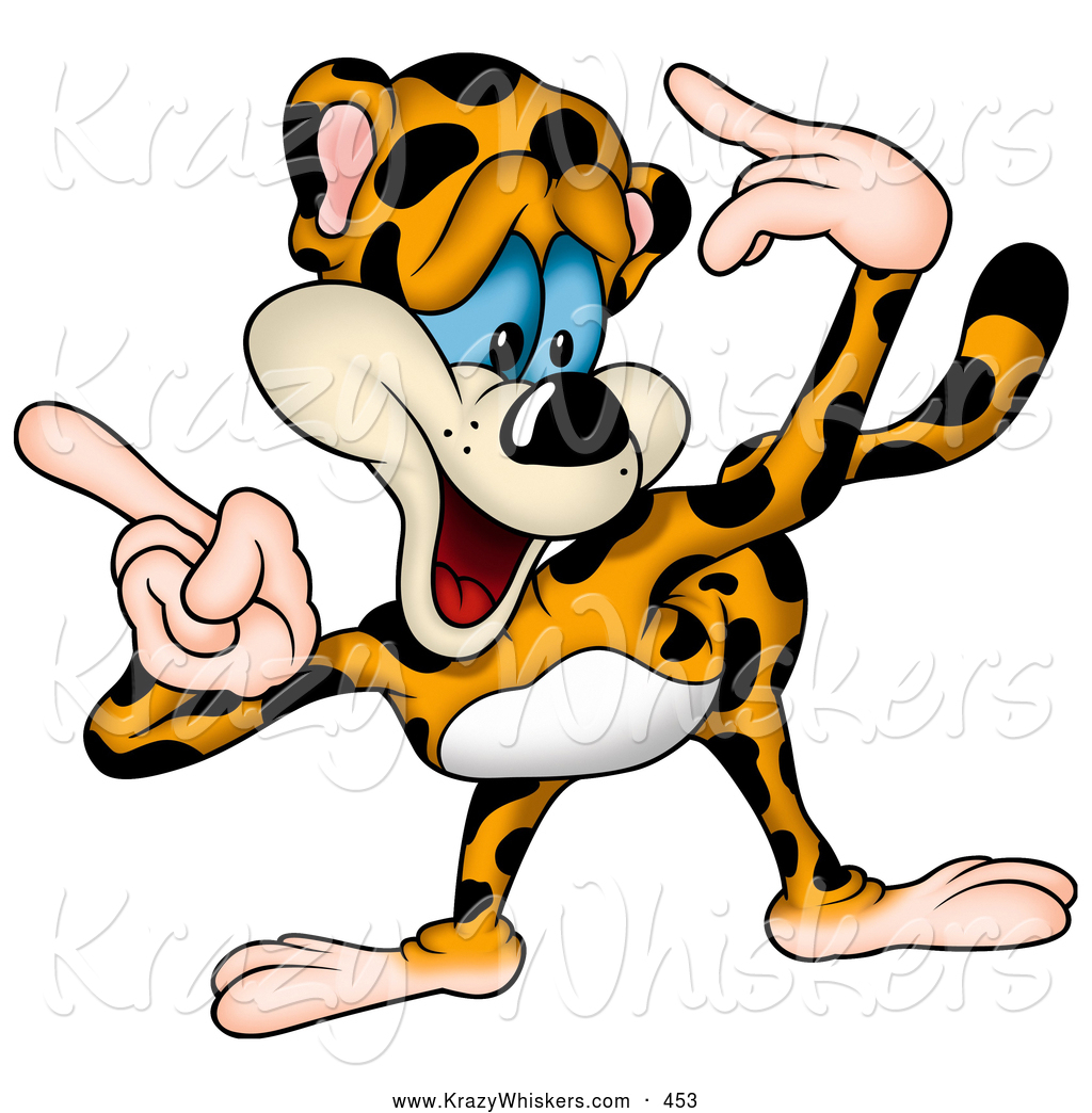 Critter Clipart of a Cute Goofy Leopard Bending Forward and