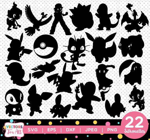 Pokemon silhouettes stencil.