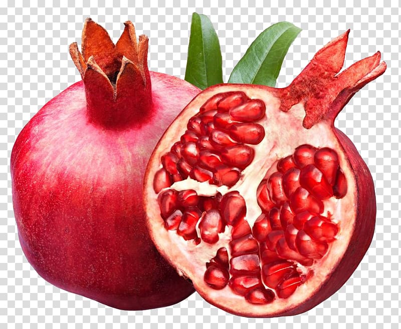 Two red pomegranates.