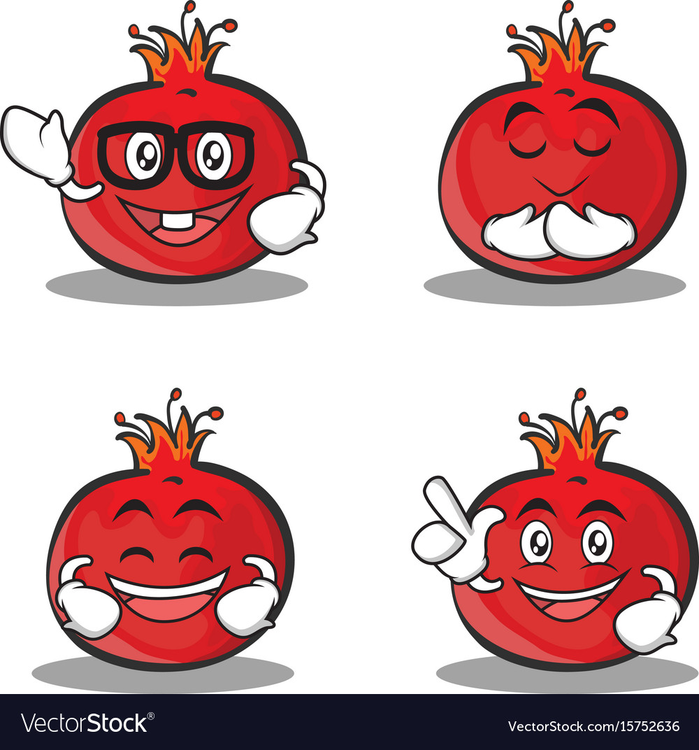 Set pomegranate cartoon.