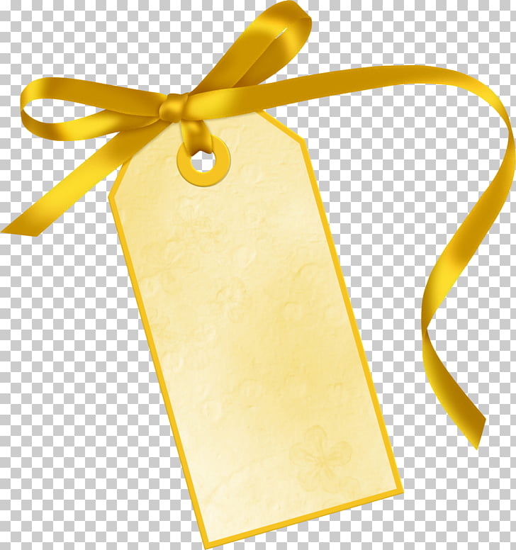 Paper Silk Ribbon, Bow label, yellow tag price PNG clipart
