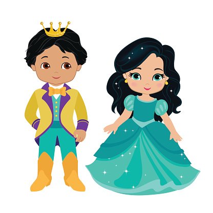 Illustration of very cute Prince and Princess Clipart Image