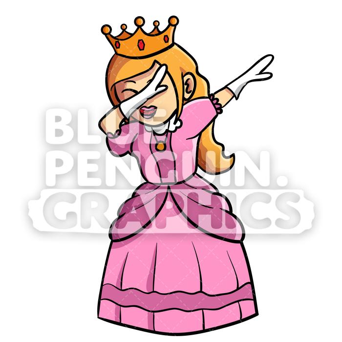 Dabbing Princess Vector Cartoon Clipart Illustration
