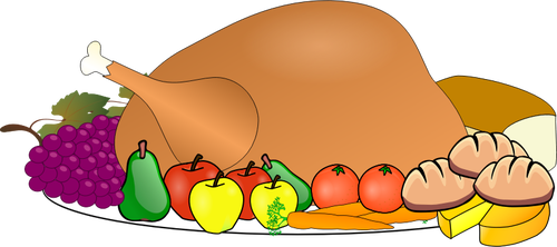 Thanksgiving day turkey serving icon vector clip art