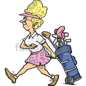 Cartoon women golfer.