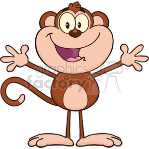 Royalty free rf clipart illustration happy monkey cartoon character with  open arms vector illustration isolated on white