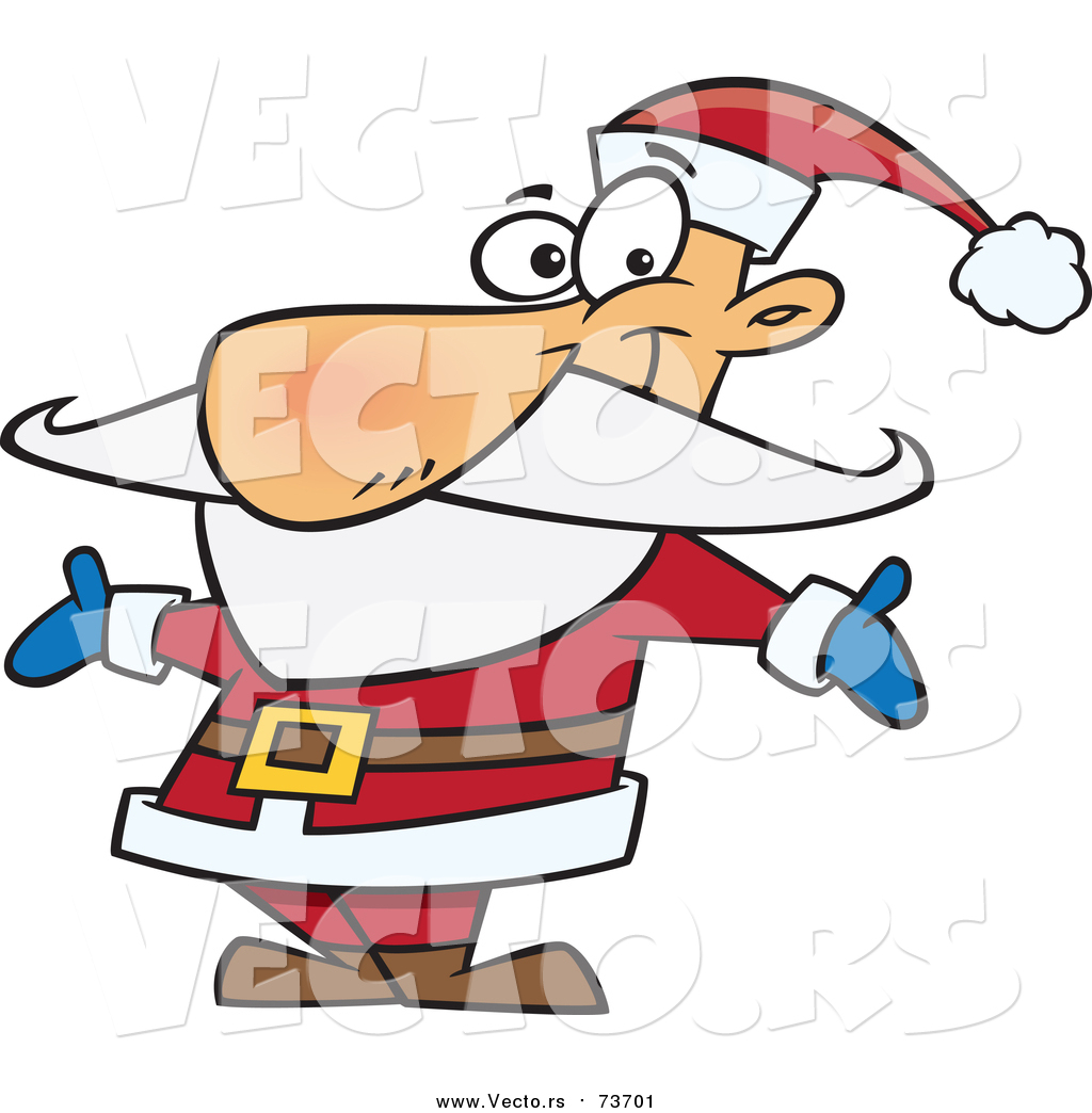 Cartoon Vector of Happy Santa Welcoming with Open Arms by
