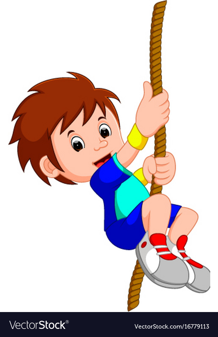 Boy swinging on a rope