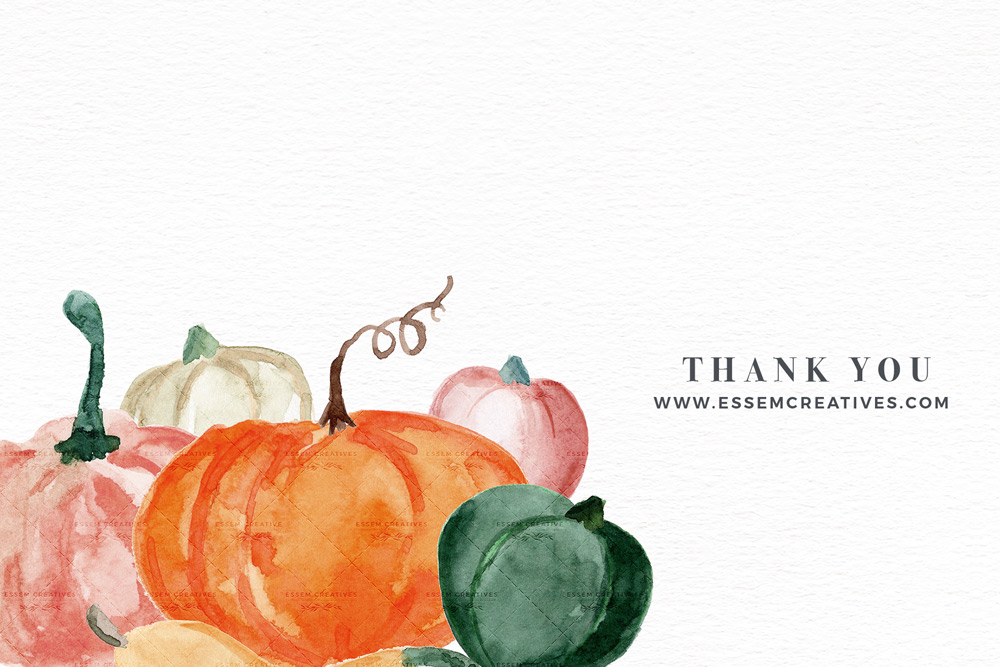 Watercolor Fall Pumpkins Clip art, Thanksgiving Halloween Party Invitation  Graphics with Transparent Background