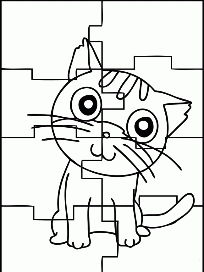 The Cute Cat Puzzle Coloring Pages