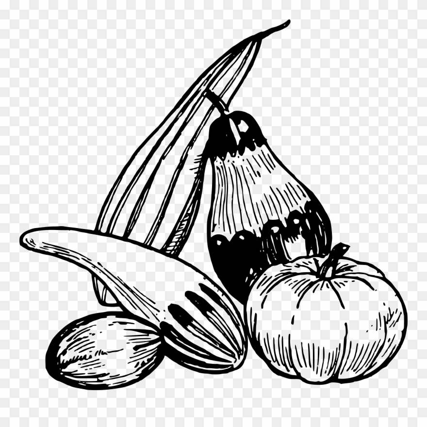 Food And Vegetables Png Black And White