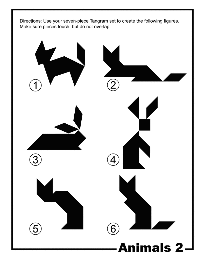 Animals silhouette tangram.