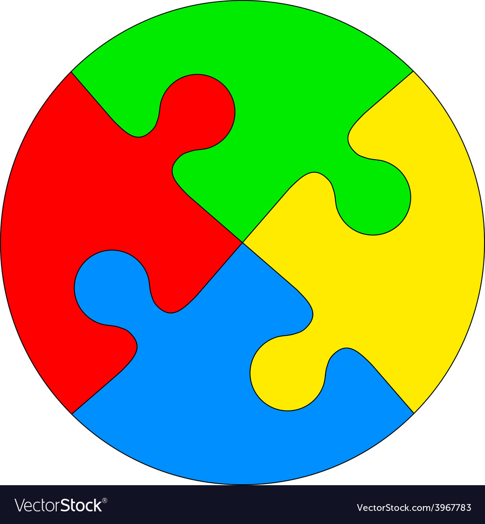 Jigsaw puzzle in the form of a colored circle