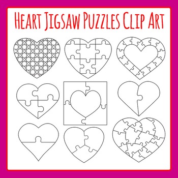 Heart Jigsaw Puzzles Commercial Use Clip Art Set