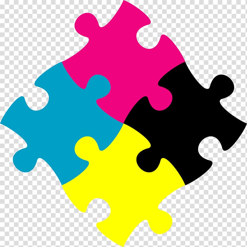 Four assortedcolor puzzle.