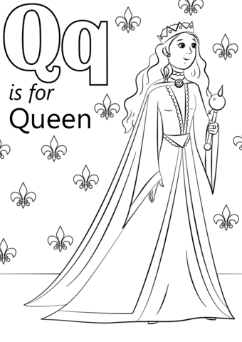 Letter Q is for Queen coloring page