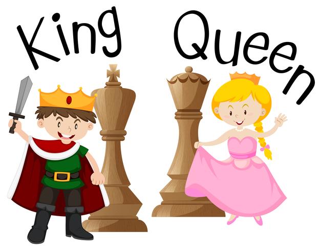 King and queen with chess game