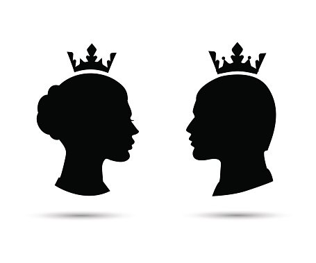 King and queen heads vector silhouette Clipart Image