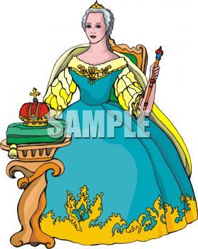 Queen Seated on Her Throne Clip Art