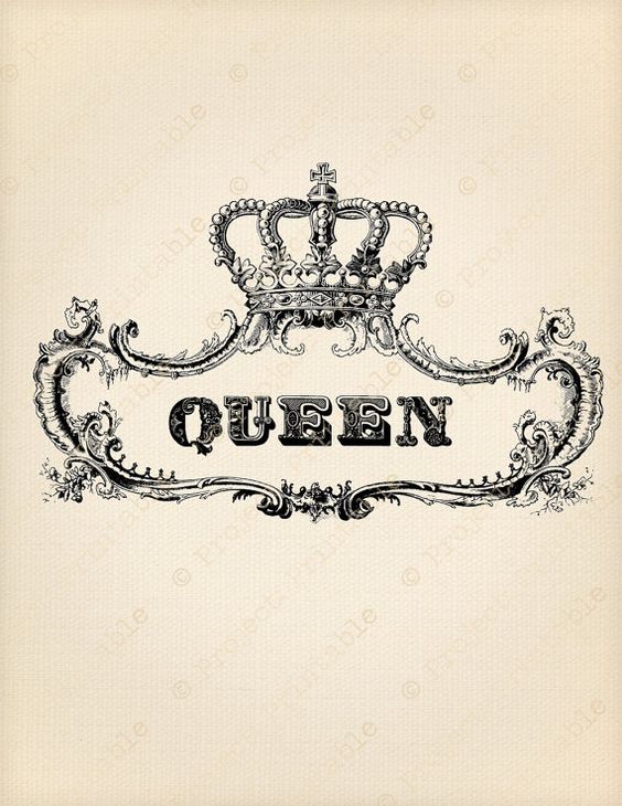 Ornate Frame Royal QUEEN Crown Digital Transfer