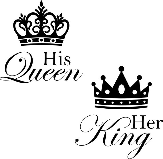 His Queen and Her King With Crown Wall Decals