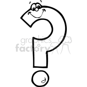 Black and white outline of a question mark clipart